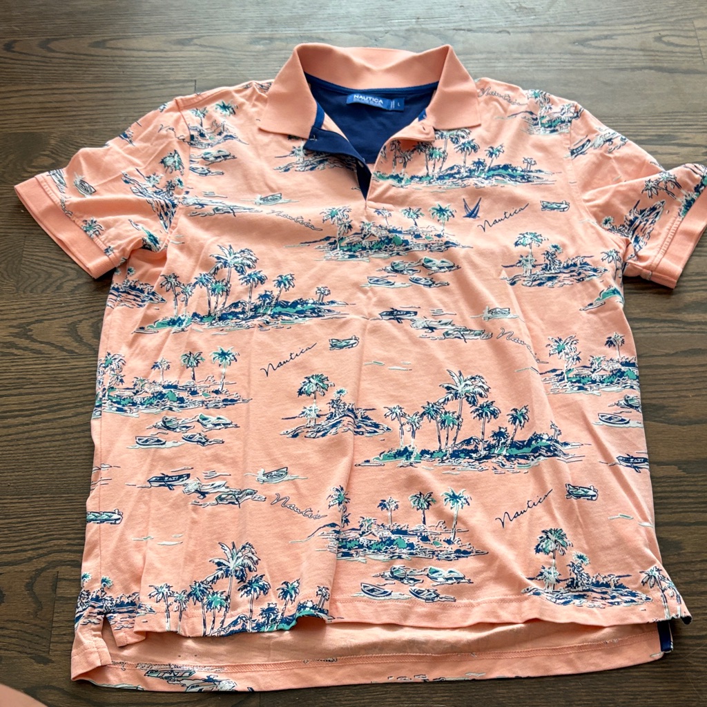 Nautica Mens Coral Island Print Polo Look Brand New